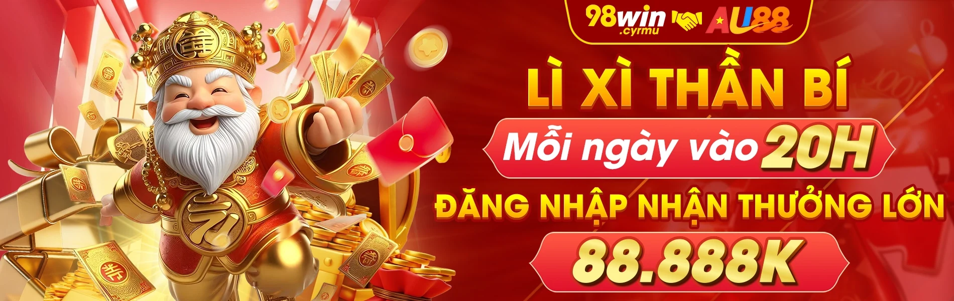 lì xì thần bí mỗi ngày vào 20h đăng nhập nhận thưởng lớn 88.888k