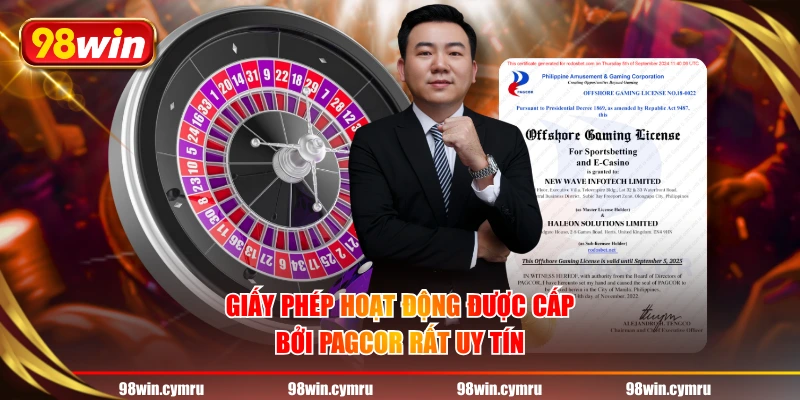 Giấy phép hoạt động được cấp bởi PAGCOR rất uy tín